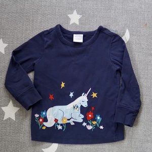 Hanna Andersson Navy Unicorn Long Sleeves Tee Size 3T 90cm